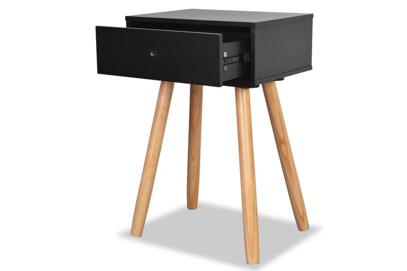 Sengebord 2 Stk. Massivt Fyrretræ 40 X 30 X 61 Cm Sort - Sort - Møbler - Borde - Aflastningsbord - Sengebord