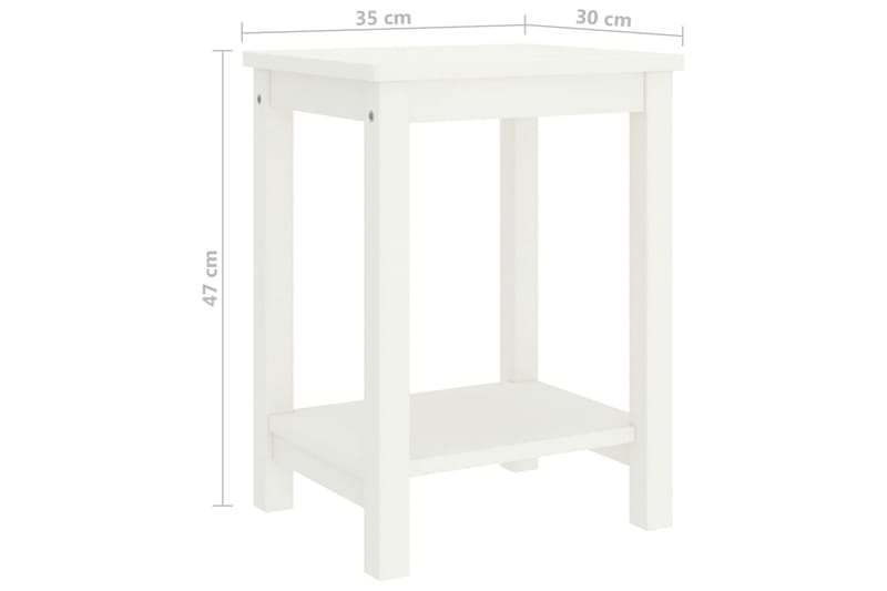 sengebord 35x30x47 cm massivt fyrretræ hvid - Hvid - Møbler - Borde - Aflastningsbord - Sengebord