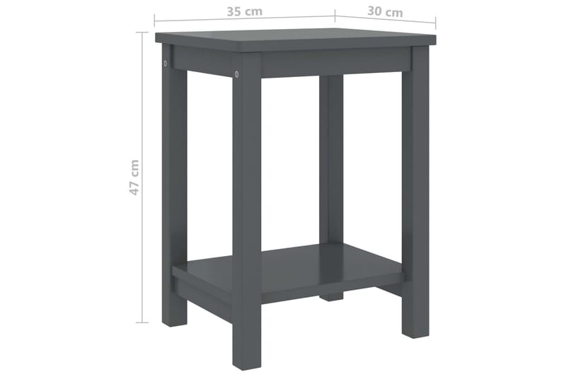 sengebord 35x30x47 cm massivt fyrretræ mørkegrå - Grå - Møbler - Borde - Aflastningsbord - Sengebord