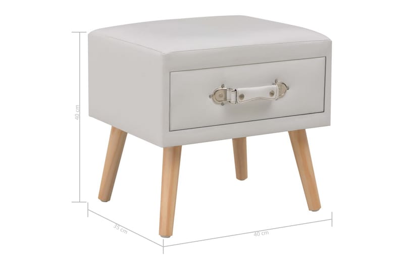 Sengebord 40 X 35 X 40 Cm Kunstlæder Hvid - Hvid - Møbler - Borde - Aflastningsbord - Sengebord