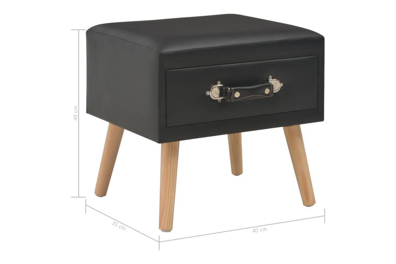 Sengebord 40 X 35 X 40 Cm Kunstlæder Sort - Sort - Møbler - Borde - Aflastningsbord - Sengebord