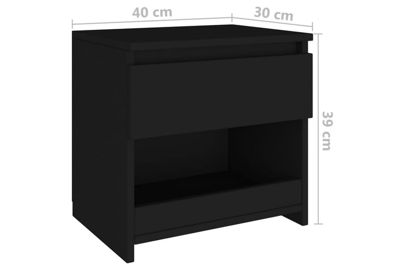sengebord 40x30x39 cm spånplade sort - Sort - Møbler - Borde - Aflastningsbord - Sengebord