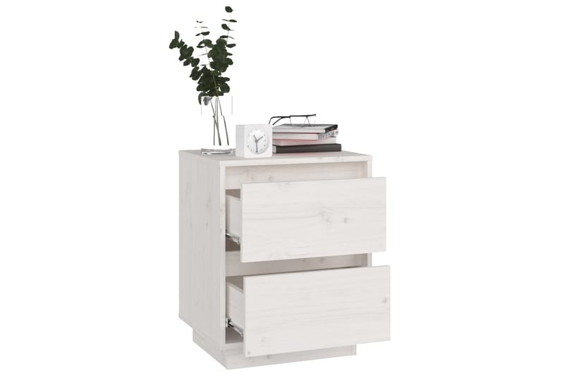 sengebord 40x35x50 cm massivt fyrretræ hvid - Hvid - Møbler - Borde - Aflastningsbord - Sengebord