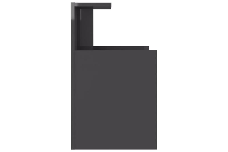 sengebord 40x35x60 cm spånplade grå højglans - Grå - Sengebord