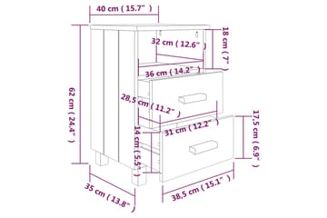 sengebord 40x35x62 cm massivt fyrretræ lysegrå - Grå - Møbler - Borde - Aflastningsbord - Sengebord