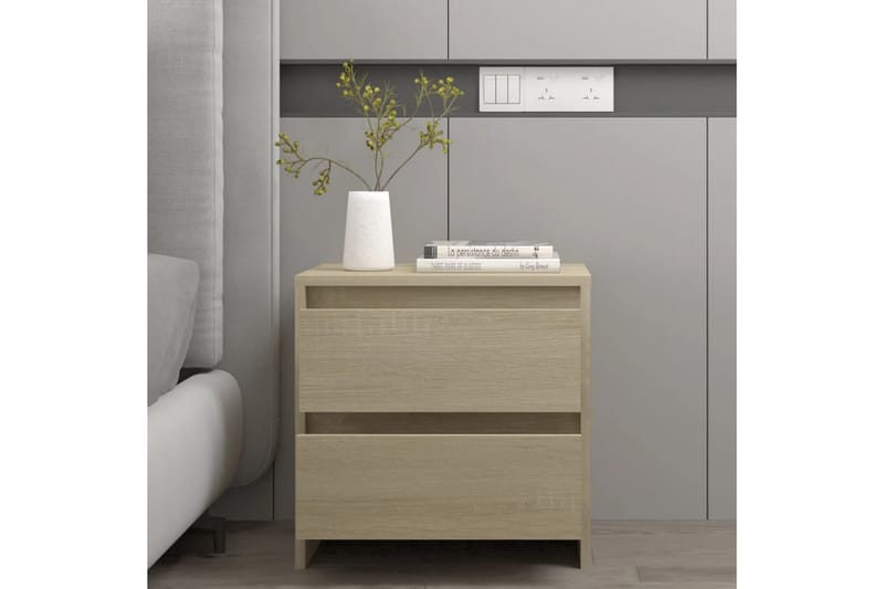 sengebord 45x34,5x44,5 cm spånplade sonoma-eg - Brun - Møbler - Borde - Aflastningsbord - Sengebord
