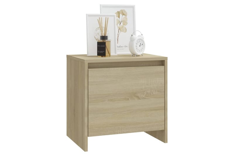 sengebord 45x34x44,5 cm spånplade sonoma-egetræsfarve - Beige - Møbler - Borde - Aflastningsbord - Sengebord