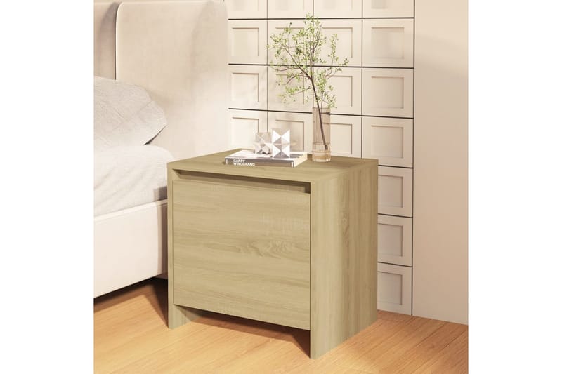 sengebord 45x34x44,5 cm spånplade sonoma-egetræsfarve - Beige - Møbler - Borde - Aflastningsbord - Sengebord