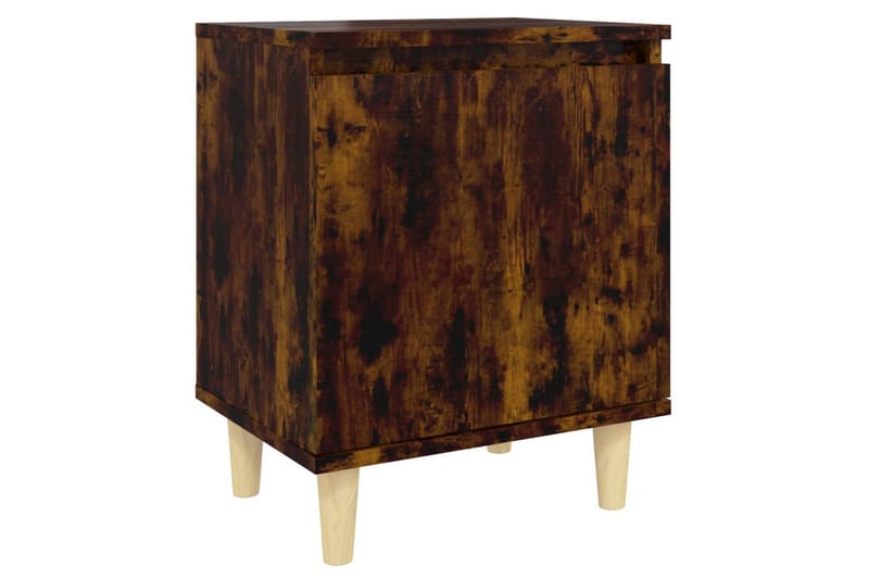 sengebord med massive træben 40x30x50 cm røget egetræsfarve - Brun - Sengebord