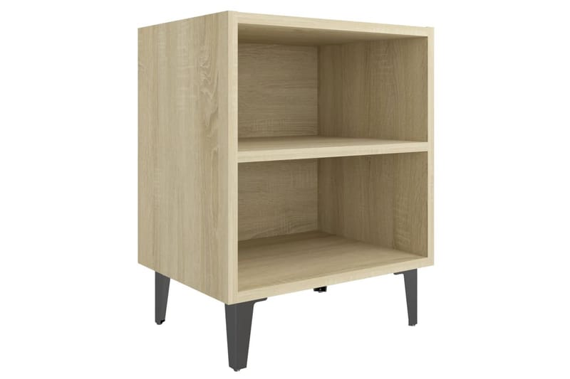 sengebord med metalben 2 stk. 40x30x50 cm sonoma-eg - Brun - Møbler - Borde - Aflastningsbord - Sengebord