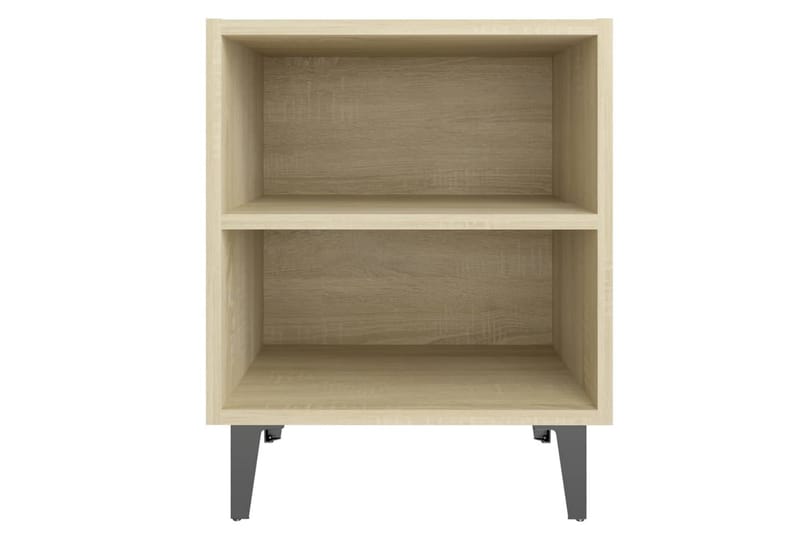 sengebord med metalben 2 stk. 40x30x50 cm sonoma-eg - Brun - Møbler - Borde - Aflastningsbord - Sengebord
