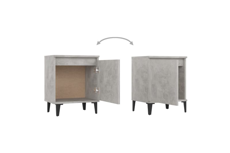 sengebord med metalben 40x30x50 cm betongrå - Grå - Møbler - Borde - Aflastningsbord - Sengebord