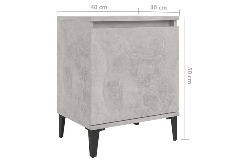 sengebord med metalben 40x30x50 cm betongrå - Grå - Møbler - Borde - Aflastningsbord - Sengebord
