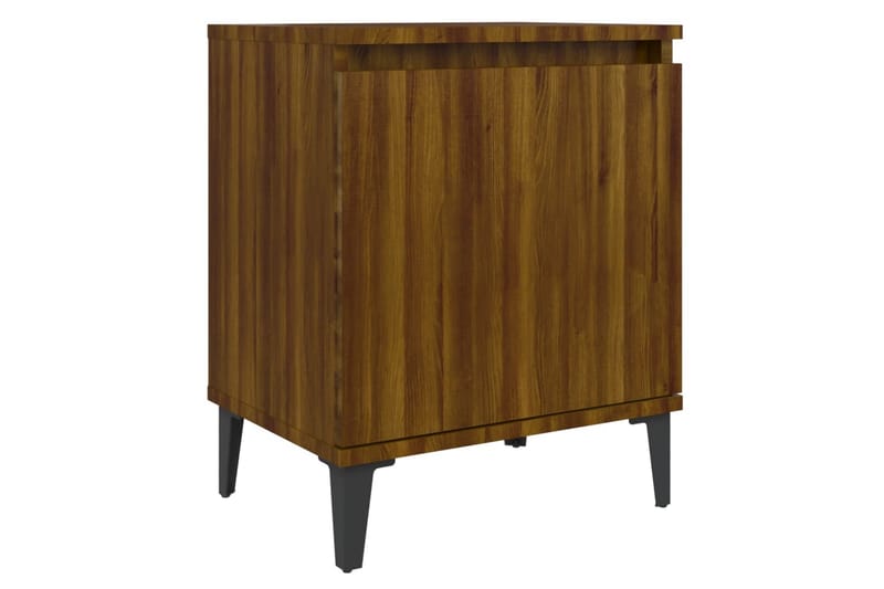 sengebord med metalben 40x30x50 cm brun egetræsfarve - Brun - Sengebord