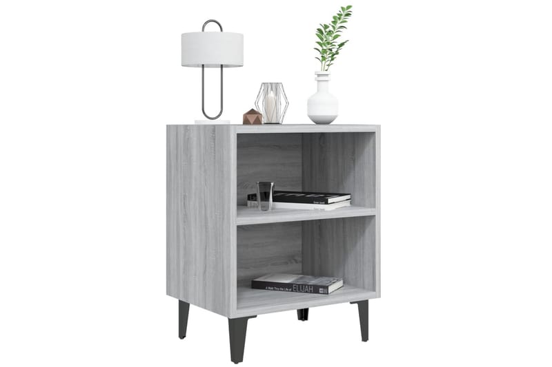 sengebord med metalben 40x30x50 cm grå sonoma-eg - Grå - Møbler - Borde - Aflastningsbord - Sengebord