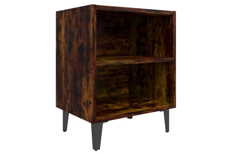sengebord med metalben 40x30x50 cm røget egetræsfarve - Brun - Møbler - Borde - Aflastningsbord - Sengebord