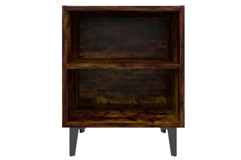 sengebord med metalben 40x30x50 cm røget egetræsfarve - Brun - Møbler - Borde - Aflastningsbord - Sengebord