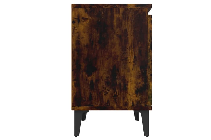 sengebord med metalben 40x30x50 cm røget egetræsfarve - Brun - Sengebord