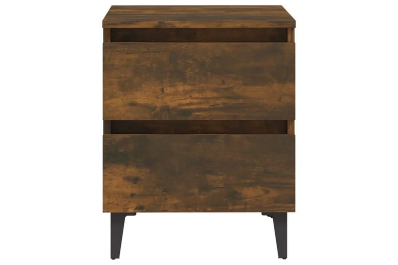 sengebord med metalben 40x35x50 cm røget egetræsfarve - Brun - Møbler - Borde - Aflastningsbord - Sengebord