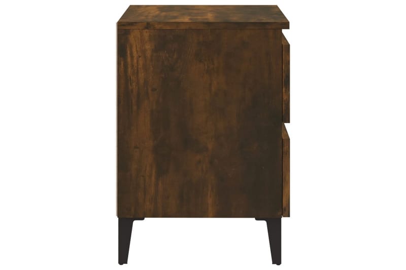 sengebord med metalben 40x35x50 cm røget egetræsfarve - Brun - Møbler - Borde - Aflastningsbord - Sengebord