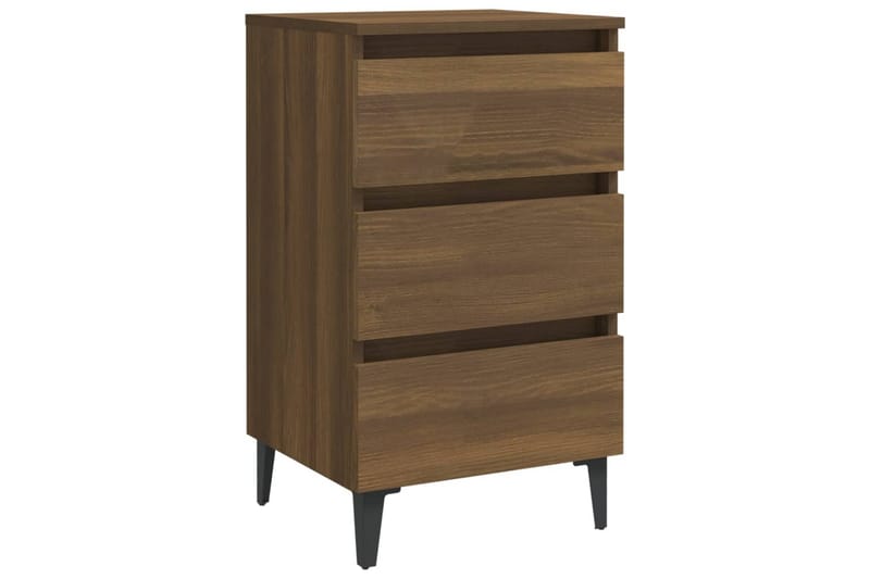 sengebord med metalben 40x35x69 cm brun egetræsfarve - Brun - Møbler - Borde - Aflastningsbord - Sengebord