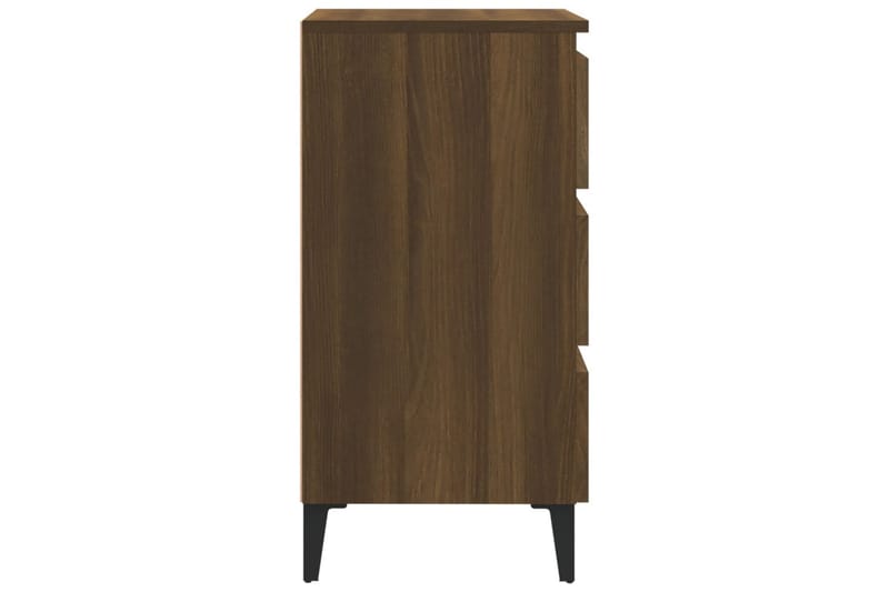 sengebord med metalben 40x35x69 cm brun egetræsfarve - Brun - Møbler - Borde - Aflastningsbord - Sengebord