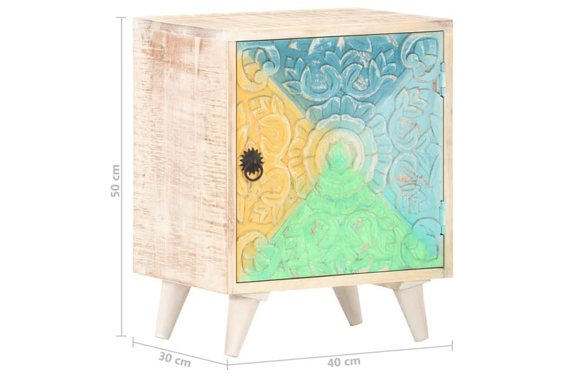 Sengebord Med Udskåret Mønster 40x30x50 cm Massivt Akacietræ - Sengebord