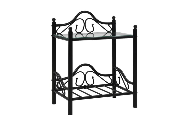 Sengebord Stål Og Hærdet Glas 45 X 30,5 X 60 Cm Sort - Sort - Møbler - Borde - Aflastningsbord - Sengebord