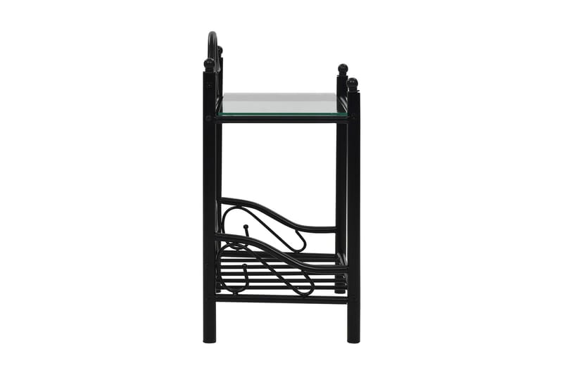Sengebord Stål Og Hærdet Glas 45 X 30,5 X 60 Cm Sort - Sort - Møbler - Borde - Aflastningsbord - Sengebord