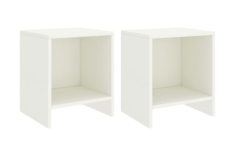 sengeborde 2 stk. 35x30x40 cm massivt fyrretræ hvid - Hvid - Sengebord