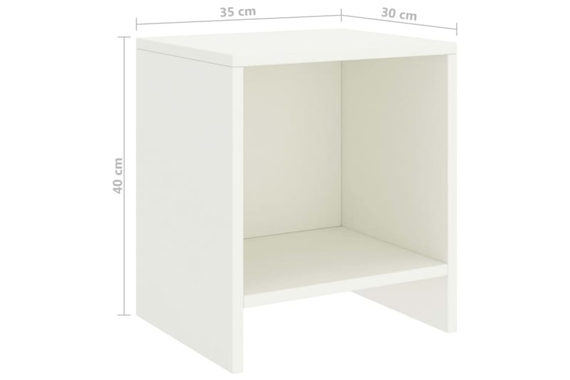 sengeborde 2 stk. 35x30x40 cm massivt fyrretræ hvid - Hvid - Sengebord