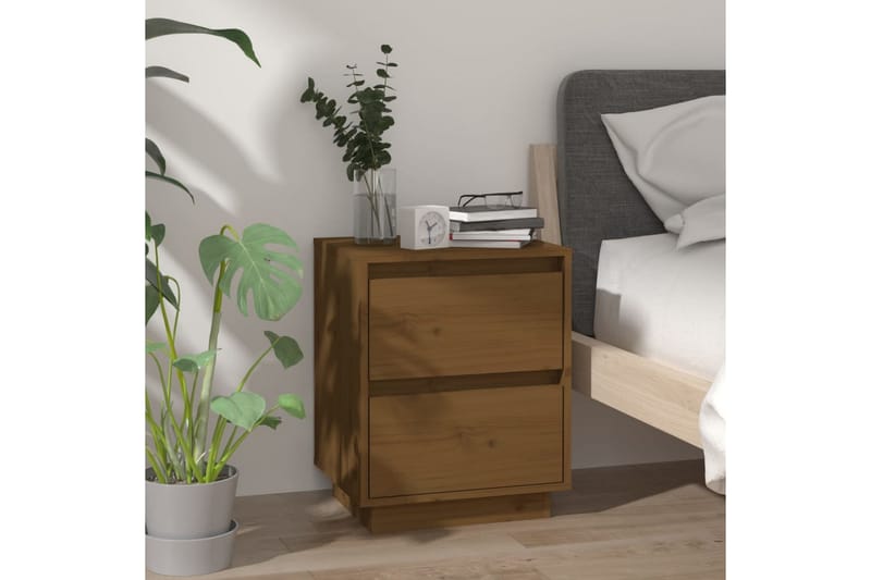 sengeborde 2 stk. 40x35x50 cm massivt fyrretræ gyldenbrun - Brun - Møbler - Borde - Aflastningsbord - Sengebord