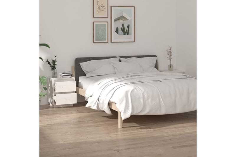 sengeborde 2 stk. 40x35x50 cm massivt fyrretræ hvid - Hvid - Møbler - Borde - Aflastningsbord - Sengebord