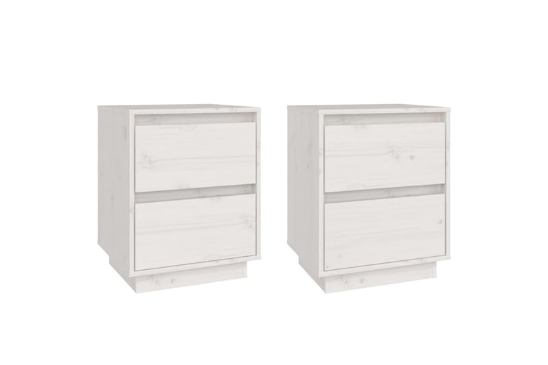 sengeborde 2 stk. 40x35x50 cm massivt fyrretræ hvid - Hvid - Møbler - Borde - Aflastningsbord - Sengebord