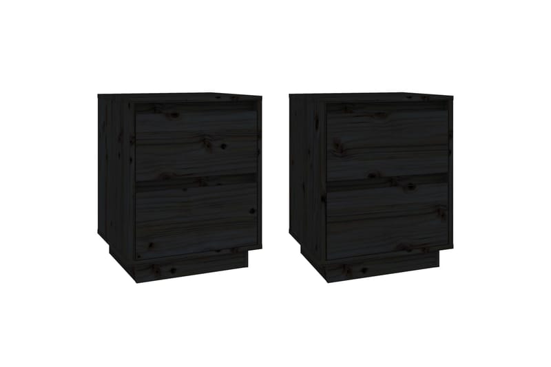 sengeborde 2 stk. 40x35x50 cm massivt fyrretræ sort - Sort - Møbler - Borde - Aflastningsbord - Sengebord