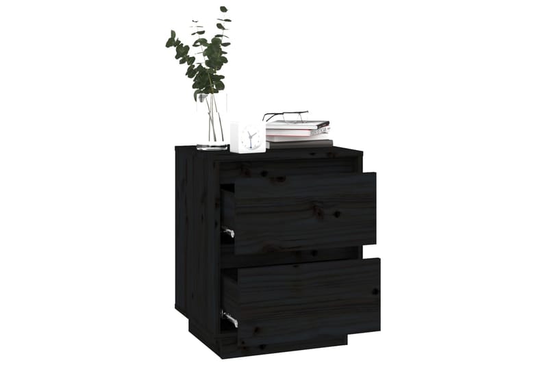 sengeborde 2 stk. 40x35x50 cm massivt fyrretræ sort - Sort - Møbler - Borde - Aflastningsbord - Sengebord