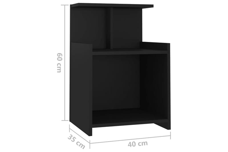 sengeborde 2 stk. 40x35x60 cm spånplade sort - Sort - Sengebord