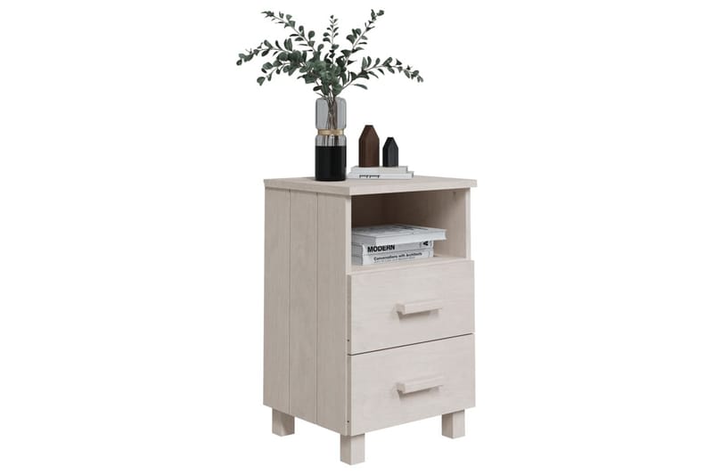 sengeborde 2 stk. 40x35x62 cm massivt fyrretræ hvid - Hvid - Møbler - Borde - Aflastningsbord - Sengebord