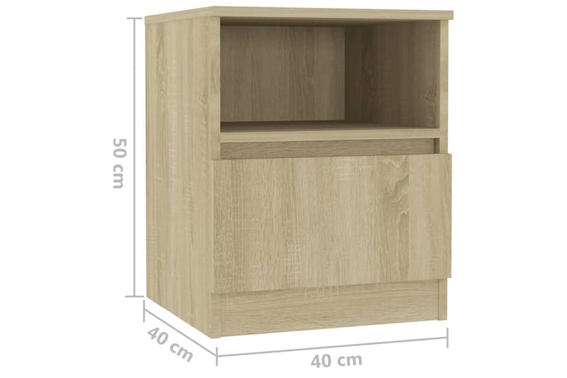 sengeborde 2 stk. 40x40x50 cm spånplade sonoma-eg - Brun - Sengebord