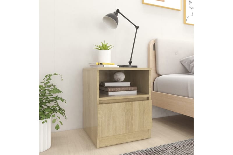 sengeborde 2 stk. 40x40x50 cm spånplade sonoma-eg - Brun - Møbler - Borde - Aflastningsbord - Sengebord