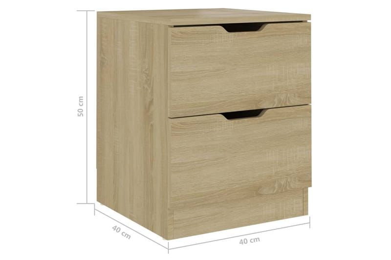 sengeborde 2 stk. 40x40x50 cm spånplade sonoma-eg - Brun - Sengebord