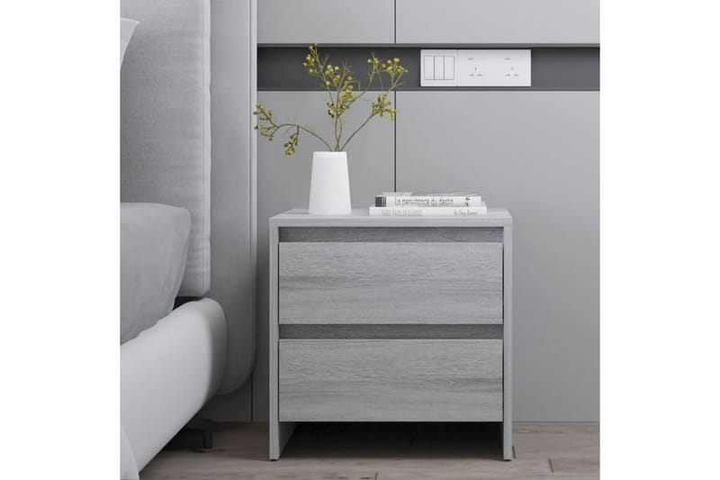sengeborde 2 stk. 45x34,5x44,5 cm spånplade grå sonoma-eg - Grå - Møbler - Borde - Aflastningsbord - Sengebord