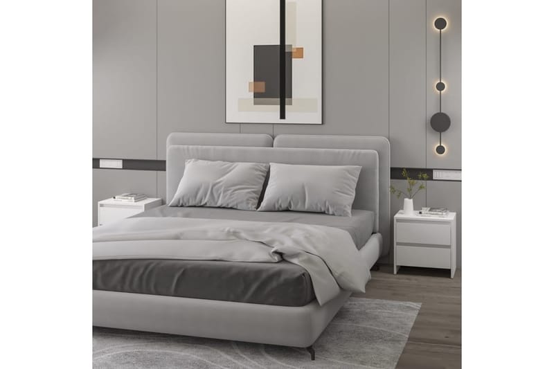 sengeborde 2 stk. 45x34,5x44,5 cm spånplade hvid - Hvid - Møbler - Borde - Aflastningsbord - Sengebord