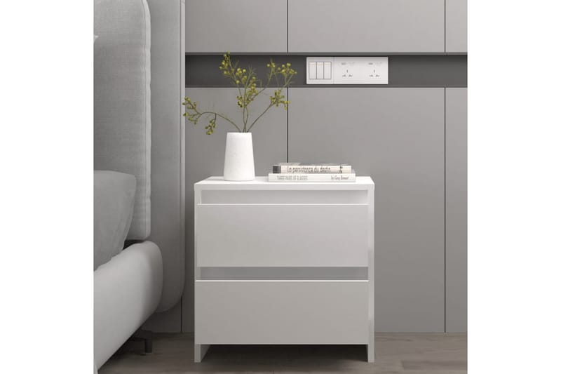 sengeborde 2 stk. 45x34,5x44,5 cm spånplade hvid - Hvid - Møbler - Borde - Aflastningsbord - Sengebord