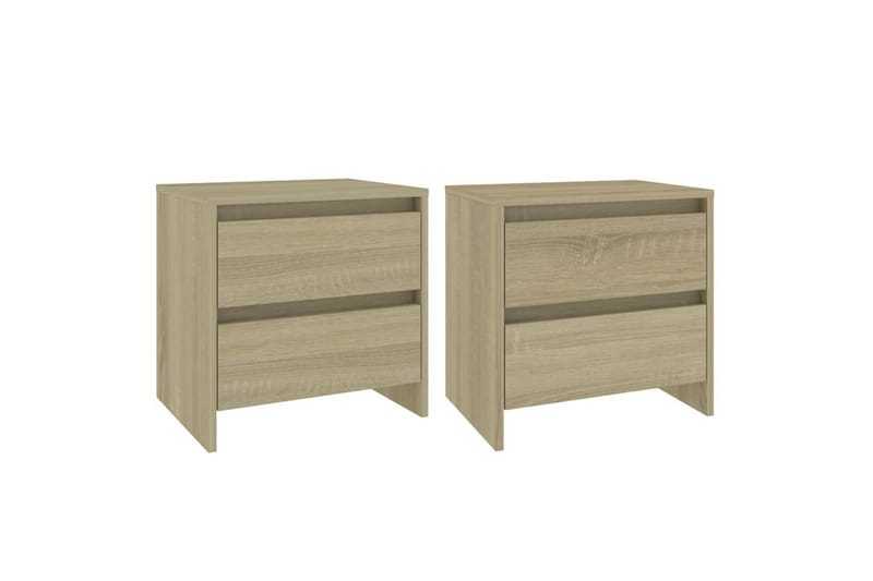 sengeborde 2 stk. 45x34,5x44,5 cm spånplade sonoma-eg - Brun - Møbler - Borde - Aflastningsbord - Sengebord