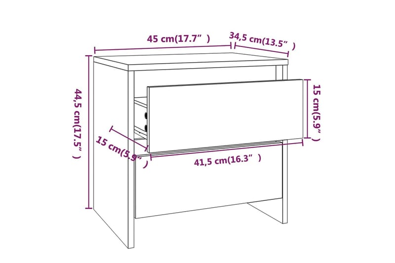 sengeborde 2 stk. 45x34,5x44,5 cm spånplade sort - Sort - Møbler - Borde - Aflastningsbord - Sengebord