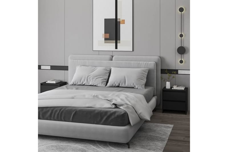 sengeborde 2 stk. 45x34,5x44,5 cm spånplade sort - Sort - Møbler - Borde - Aflastningsbord - Sengebord