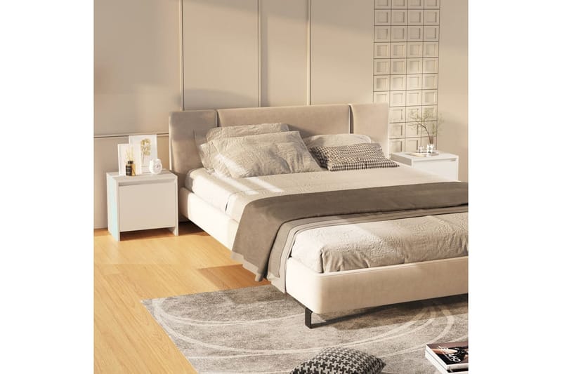 sengeborde 2 stk. 45x34x44,5 cm spånplade hvid - Hvid - Møbler - Borde - Aflastningsbord - Sengebord