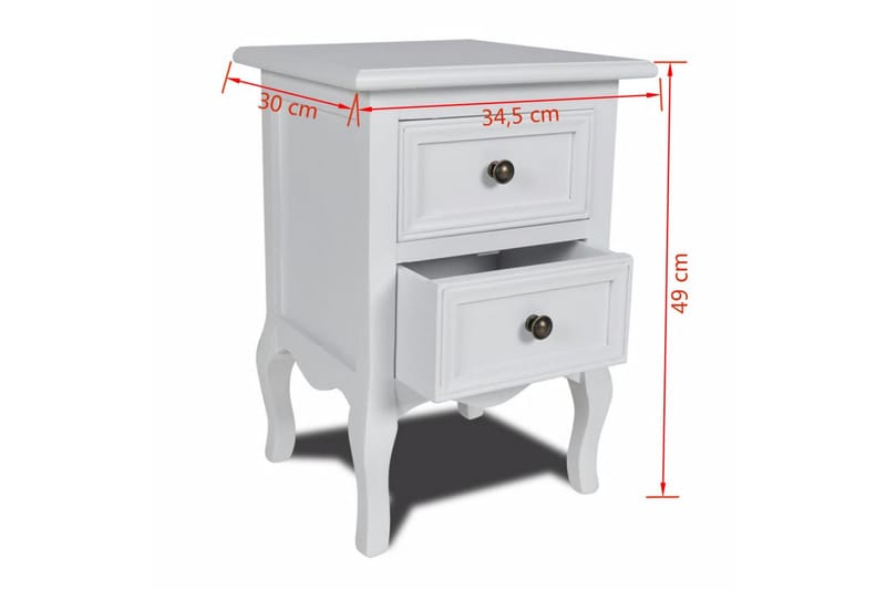 Sengeborde 2 Stk. Med 2 Skuffer Mdf Hvid - Hvid - Møbler - Borde - Aflastningsbord - Sengebord