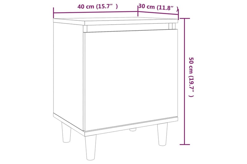 sengeborde 2 stk. med massive træben 40x30x50 cm røget egetr - Brun - Møbler - Borde - Aflastningsbord - Sengebord